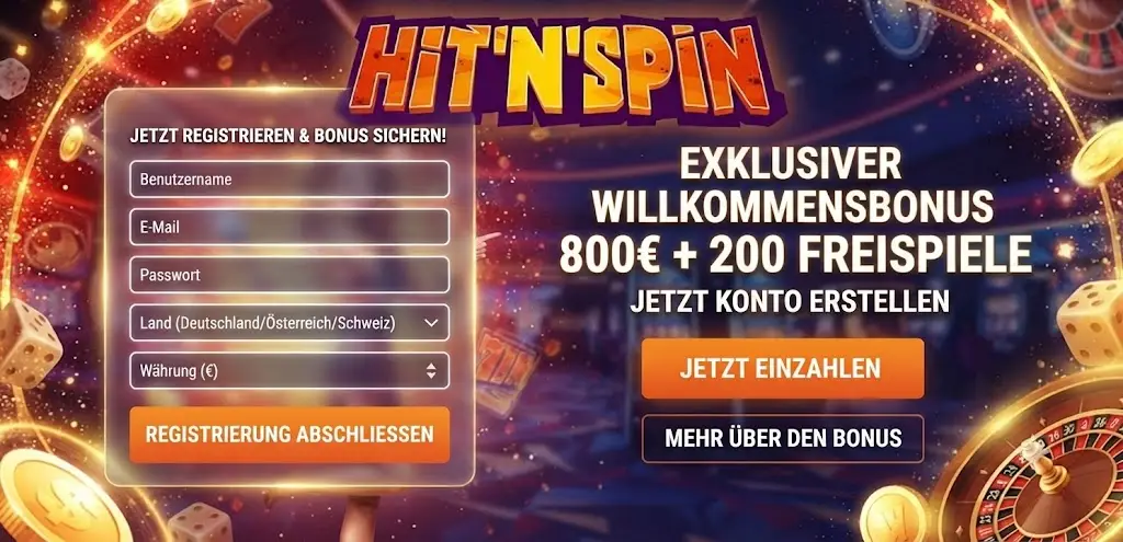 Registrierung bei HitnSpin